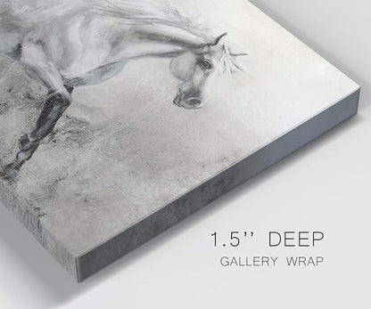 Renditions Gallery Canvas Animal Wall Art Modern Decorations Paintings Elegant Running Horse Abstract Black & White Figurative Artwork Prints for Bedroom Office Kitchen - 24"x36" LT33