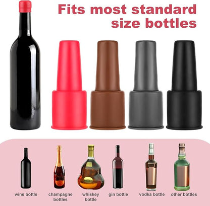 8 Pcs Silicone Wine Stopper Bottle Corks, Reusable Rubber Wine Bottle Corks, Double Sealed Wine Bottle Stoppers for Glass Bottles, Sparkling Wine Stopper for Wine Beer Keeping Fresh