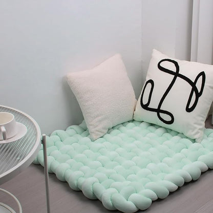 XHJRI Thickened Braided Knot Seat Mat, Knotted Floor Decorative Cushion, Handmade Baby Infant Playing Pad Nursery Rug (27.5 * 31.5 Inch,Light Green)