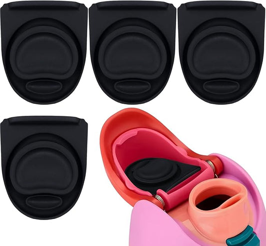 4Pcs Replacement Stopper Compatible with Owala FreeSip 19/24/32/40oz, Bottle Top Lid Stopper,Silicone Seal Bottle Cap Mouth Stopper Gasket, Replacement Parts for Owala 24oz 32oz, Black