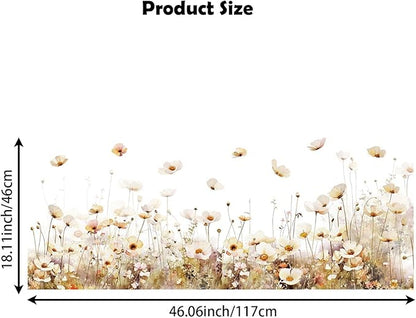 Light Colored Plants and Flowers Wall Corner Decals Flower Butterfly Wall Stickers Living Room Bedroom Removable Peel and Stick Waterproof Wall Art Decor