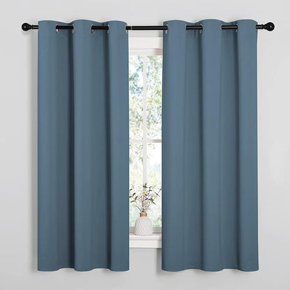 NICETOWN Room Darkening Curtains 63" Length, Thermal Insulated Blackout Panels for Bedroom Bathroom Office Kitchen Playroom Kids Room Nursery Decoration (Smoky Blue, 2 Panels, W42 x L63 -Inch)