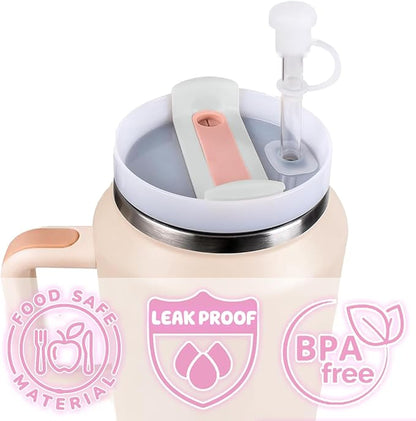 5 Set Spill Stopper for Stanley Cup 40oz/30oz/20oz/64oz, Leak Proof Accessories for Tumbler Quencher H2.0 & 1.0, Anti Leak Straw Cover Kit for Stanley