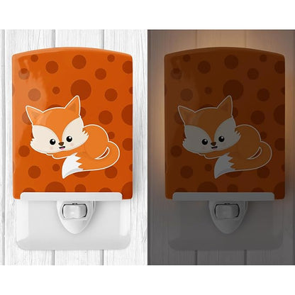 Caroline's Treasures BB7086CNL Baby Fox Polkadot Ceramic Night Light Compact, UL-Certified, Ideal for Bedroom, Bathroom, Nursery, Hallway, Kitchen, 6x4x3, Multicolor