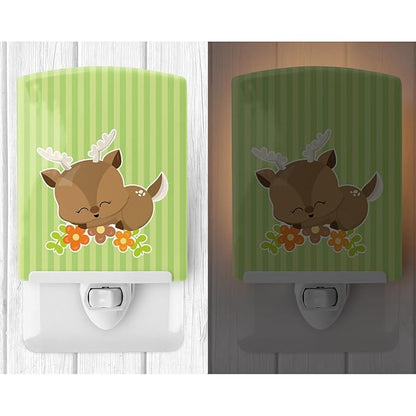 Caroline's Treasures BB8715CNL Deer #2 Ceramic Night Light Compact, UL-Certified, Ideal for Bedroom, Bathroom, Nursery, Hallway, Kitchen, 6x4x3, Multicolor