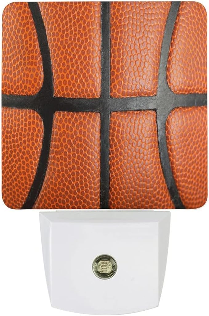 LED Night Lights Lamp with Dusk to Dawn Sensor, Orange Leather Textured Basketball Night Lamp, Night Lights Plug Into Wall for Kids Room, Bedroom, Bathroom, Kitchen, Hallway