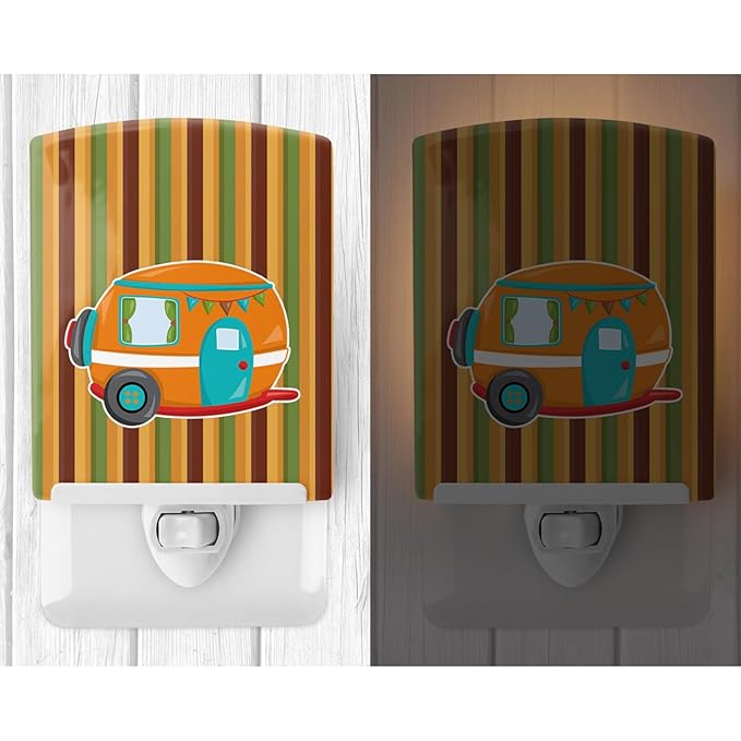 Caroline's Treasures BB6956CNL Retro Camper Ceramic Night Light Compact, UL-Certified, Ideal for Bedroom, Bathroom, Nursery, Hallway, Kitchen, 6x4x3, Multicolor