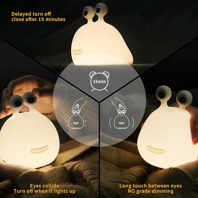 Cute Slug Kids Night Light, Birthday Gifts Room Decor Bedroom Decorations for Baby Child Soft Silicone Lamp Gift Box