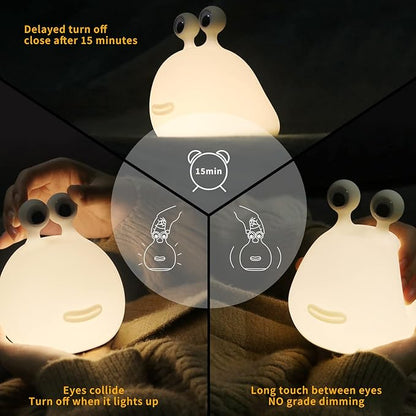 Cute Slug Kids Night Light, Birthday Gifts Room Decor Bedroom Decorations for Baby Child Soft Silicone Lamp Gift Box