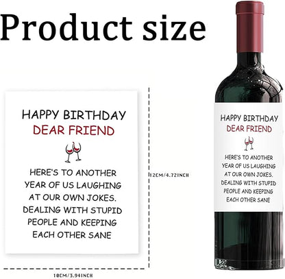 24Pcs Funny Happy Birthday Wine Bottle Labels, Dear Friend Wine Bottle Stickers, Self-adhesive Grape Wine Labels, Suitable For Both Men And Women, Birthday Decoration, Birthday Gift