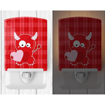 Caroline's Treasures BB9123CNL Cupid Monster Angel on Plaid #3 Ceramic Night Light Compact, UL-Certified, Ideal for Bedroom, Bathroom, Nursery, Hallway, Kitchen, 6x4x3, Multicolor