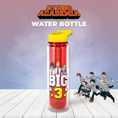 Just Funky My Hero Academia UA’s Big 3 Water Bottle | 17 Oz Plastic Water Bottle | Featuring Tamaki Amajiki, Mirio Togata, Nejire Hado | MHA | Anime Water Bottle | Kitchen Deco | Officially Licensed