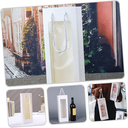 4pcs Window Wine Bag Flower Kraft Bags Wine Bags Bulk Wine Bags for Wine Bottles Brown Paper Bags Red Wine Bag Kraft Paper Open The Window White Decanter