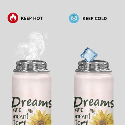 Sunflower Water Bottle 20 Oz Insulated Water Bottles with Handle Flask Wide Mouth Bottle Vacuum Stainless Steel Metal Water Bottle for Sports, Gym, Office