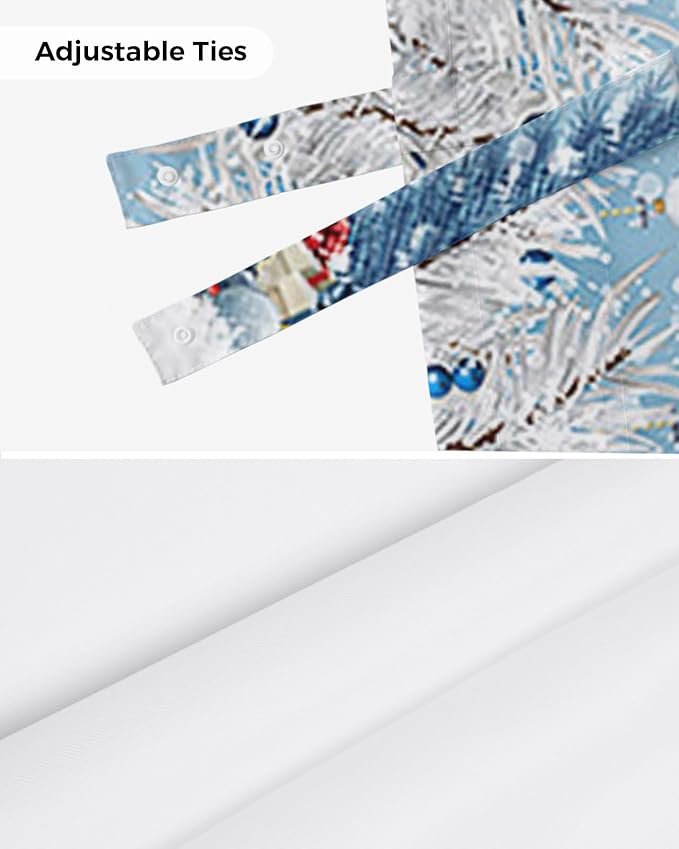 Christmas Gnome Blackout Tie Up Valance Curtains for Kitchen Windows Winter Merry Christmas Tree Balls Window Toppers Balloon Shades for Living Room/Bathroom/Bedroom,1 Panel, 42" X 12", Blue