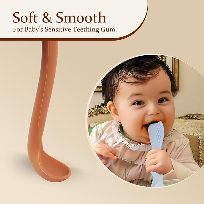 4Pc Baby & Toddler Feeding Set | First Stage & Self-Feeding Spoons for 4-6+ Months | Silicone Baby Spoons & Pouch Spoon Attachments for Easy Meals…