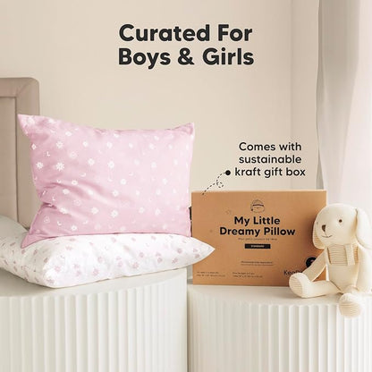 2-Pack Toddler Pillow - Soft Organic Cotton Toddler Pillows for Sleeping - 13X18 Small Pillow for Kids - Kids Pillows for Sleeping - Kids Pillow for Travel, School, Nap, Age 2 to 5 (Daisy)