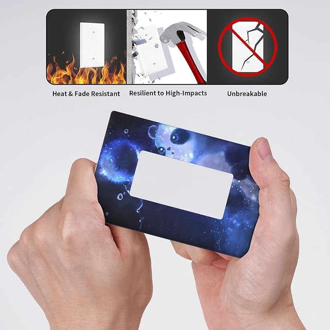 Cute Baby Panda Light Switch Cover Wall Plate Decorative 1 Gang Single Rocker Covers Blue for Playrooms Farmhouses Bathrooms Kitchens 2.76 x 4.5 in