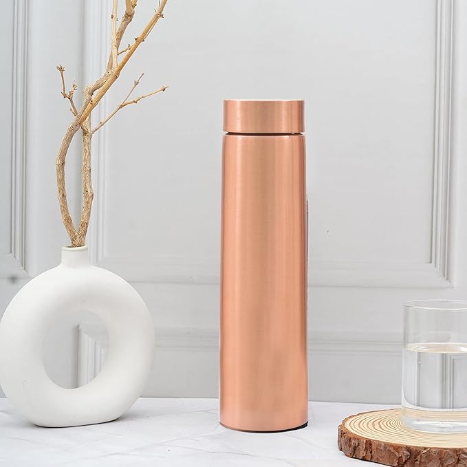 VJR Copper Bottle for Drinking Water 33 Oz Ayurvedic Leak Proof Smooth Finish Plain Design Durable Lightweight Hand Washable Vessel Clean Cool Water Natural Mineral Boost Energy Safe Water Utensil