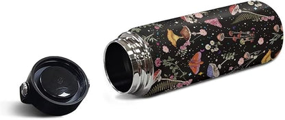 Wild Mushoom Water Bottle 20 Oz for Women Insulated Water Bottles with Handle Flask Wide Mouth Bottle Vacuum Stainless Steel Metal Water Bottle