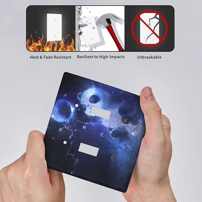 Cute Baby Panda Light Switch Cover Wall Plate Decorative 2 Gang Double Toggle Covers Blue for Kitchens Playrooms Bathrooms Farmhouses 4.5 x 4.5 in