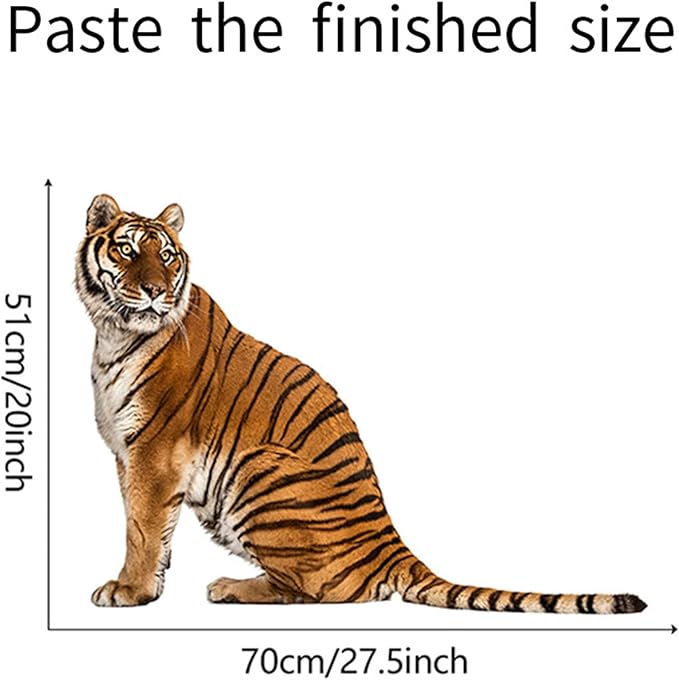 Lifelike Tiger Wall Decal 3D Animals Wall Sticker Safari Wall Decor for Nursery Kid'sroom School Classroom Livingroom Bedroom Bathroom Decoration (Lifelike Tiger 7)