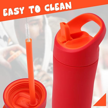 2pcs Replacement Straws with 2pcs Replacement Gasket, Reusable Straws Lid Seal Rings Bottle Straws Replacement Parts Accessories Compatible with Gatorade 12oz Kids' Rookie Metal Water Bottle(Orange)