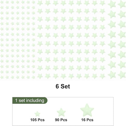 MECCANIXITY Glow in The Dark Star Decals Decor Green Wall Stickers for Ceiling Bedroom Bedding Room 6 Set
