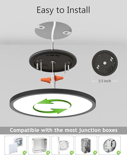 6PACK LED Flush Mount Ceiling Light Fixture Black, 9Inch 24Watt, 5000K Daylight Ultra Slim LED Ceiling Lamp for Living Room, Dining Room, Hallway,NOT-DIMMABLE