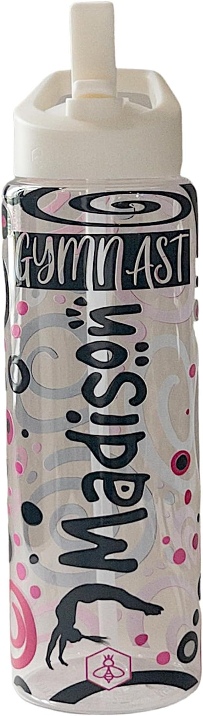 32oz Cheerleader Water Bottle with Straw Lid | BPA-Free Reusable Bottles for Cheerleaders, Cheer Team or Cheerleading Coach | Great Gifts for Girls, Coaches (Custom Gymnast)