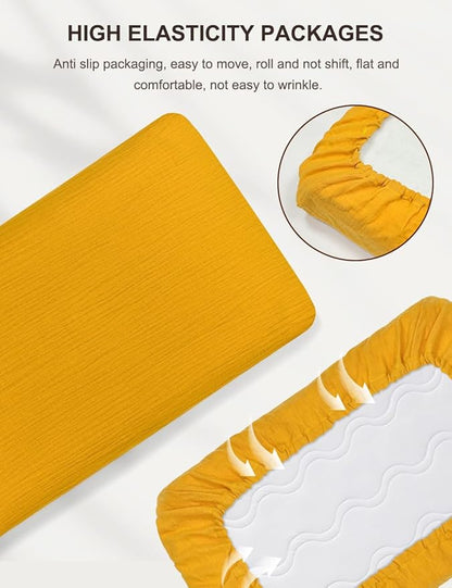 32"x16" Muslin Bassinet Sheets for Baby, Yellow Bassinet Mattress Cover for Rectangle, Oval, Hourglass Bassinet Mattress, Moses Basket Sheets (46B-03)