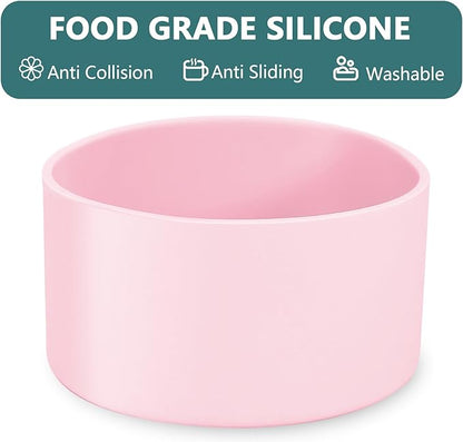 2 Pcs 3 Inch / 75mm Pink Water Bottle Boot, Silicone Tumbler Sleeve Water Bottle Bumper, Tumbler Accessories Water Bottle Bottom Protector for 20oz 30oz 40oz Tumbler Water Bottle