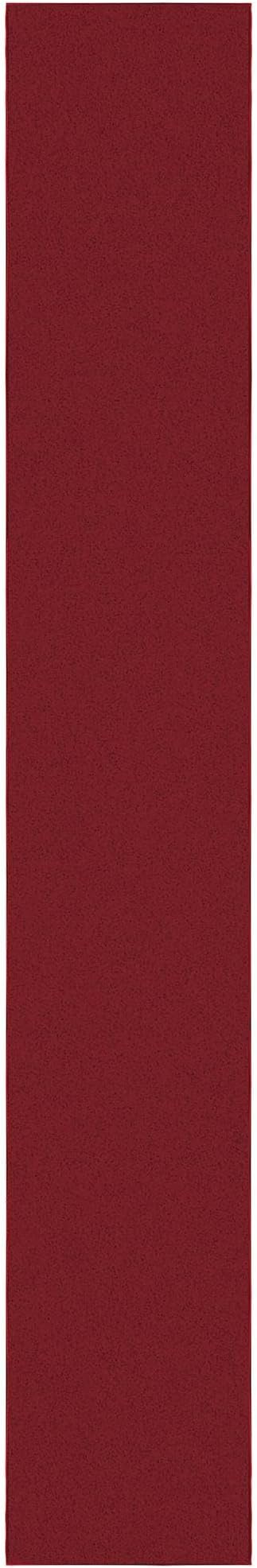 Machine Washable Modern Solid Design Non-Slip Rubberback 2x12 Traditional Runner Rug for Hallway, Kitchen, Bedroom, Living Room, 1'10" x 12', Red