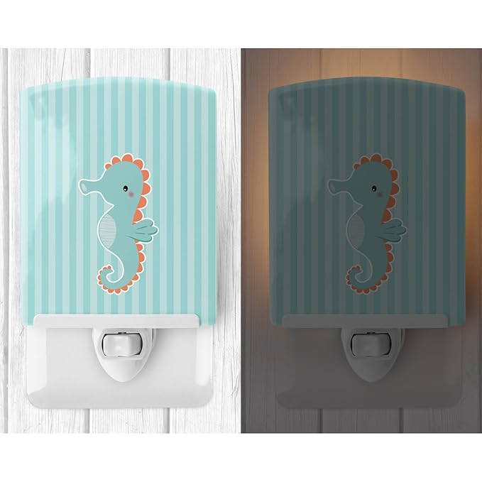 Caroline's Treasures BB7124CNL Seahorse Ceramic Night Light Compact, UL-Certified, Ideal for Bedroom, Bathroom, Nursery, Hallway, Kitchen, 6x4x3, Multicolor