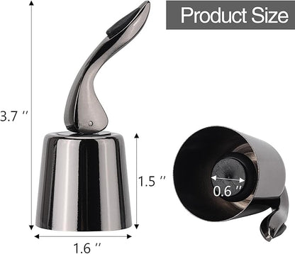 3Pcs Stainless Steel Wine Stoppers, Reusable Wine Bottle Stopper with Silicone Seal, Wine Saver and Decorative Bottle Sealer, Beverage and Wine to Keep Fresh (Silver+Black+Rose Gold）