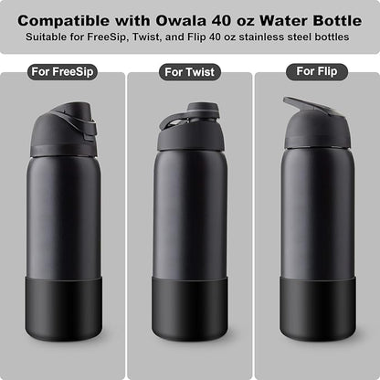 2PCS Silicone Water Bottle Boot for Owala 24oz 32oz 40oz, Anti-Slip Protective Sleeve Bottom Bumper Protector for FreeSip, Twist, and Flip Stainless Steel Water Bottles