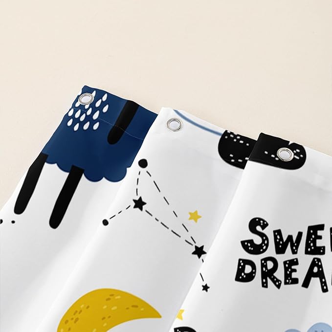AILONEN Cute Sheep Shower Curtain for Bathroom,Constellation Star Clouds Printed Bath Curtain,Blue Pink Sheep Kids Curtain Waterproof with 2 Plastic Hooks 60" W*72" H