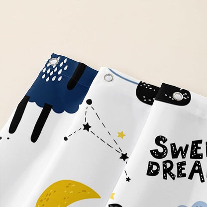 AILONEN Cute Sheep Shower Curtain for Bathroom,Constellation Star Clouds Printed Bath Curtain,Blue Pink Sheep Kids Curtain Waterproof with 2 Plastic Hooks 72" W*72" H
