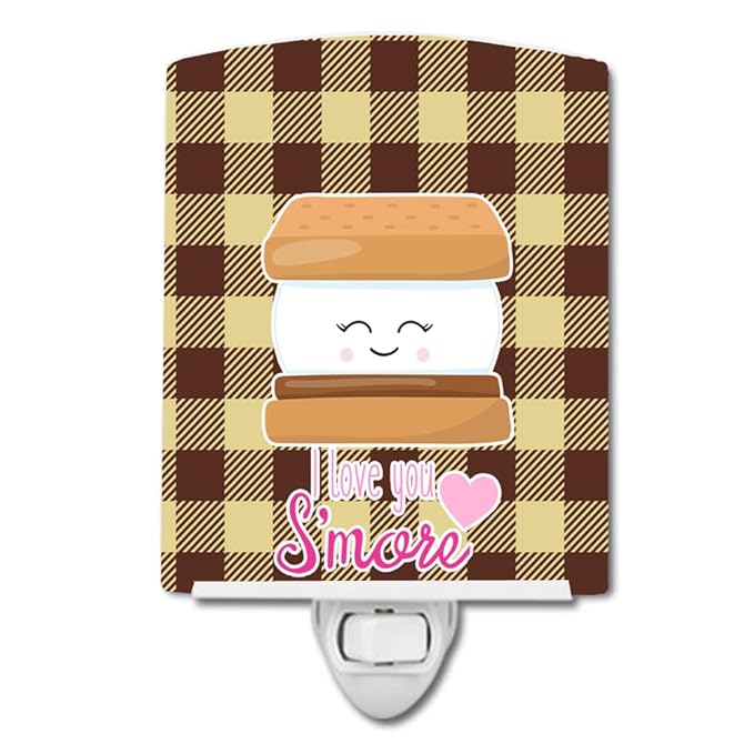 Caroline's Treasures BB9129CNL I Love You Smores Ceramic Night Light Compact, UL-Certified, Ideal for Bedroom, Bathroom, Nursery, Hallway, Kitchen, 6x4x3, Multicolor