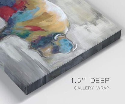 Renditions Gallery Canvas Animal Wall Art Home Paintings & Prints Colorful Bison Brushstroke Abstract Black & White Modern Artwork Decorations for Bedroom Office Kitchen - 8"x12" LT33