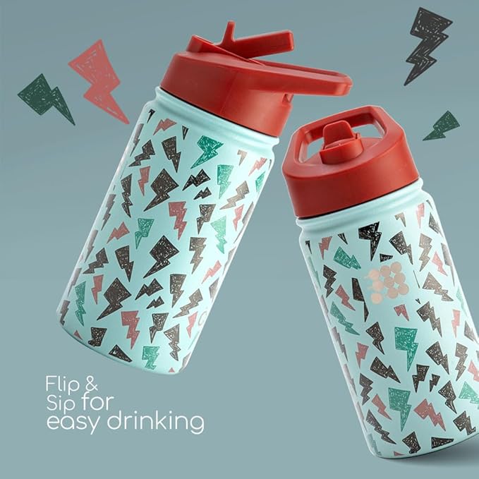 Cubitt Kids Water Bottle 14 oz with Straw Lid, Insulated Stainless Steel, Double Walled Tumbler Travel Cup, Thermo Mug, Leak Proof, Cold for up to 24 hours, Hot for up to 12 hours
