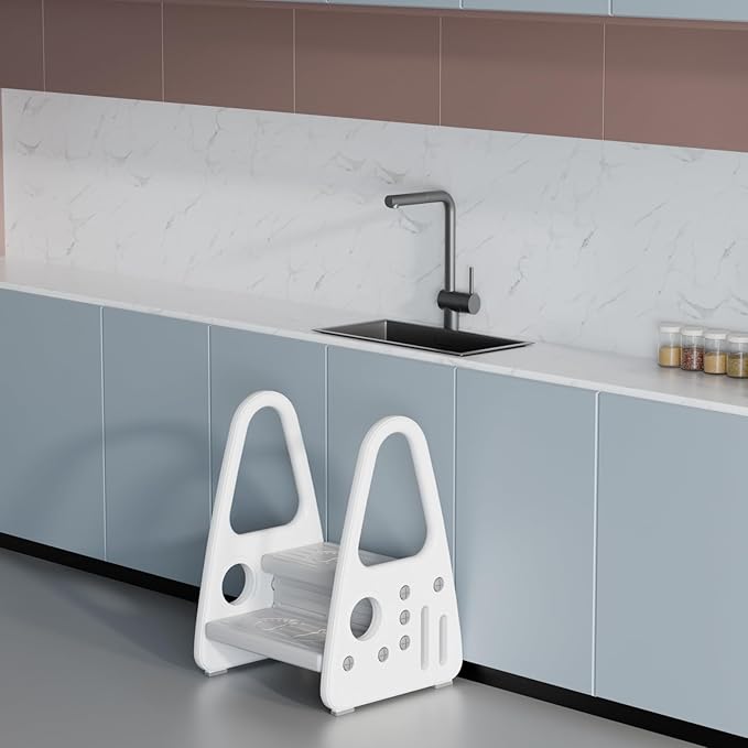 Toddler Step Stool for Bathroom Toilet Potty Training Children Step Ladder Step Stool for Kids with Safety Handles (Two Floor)