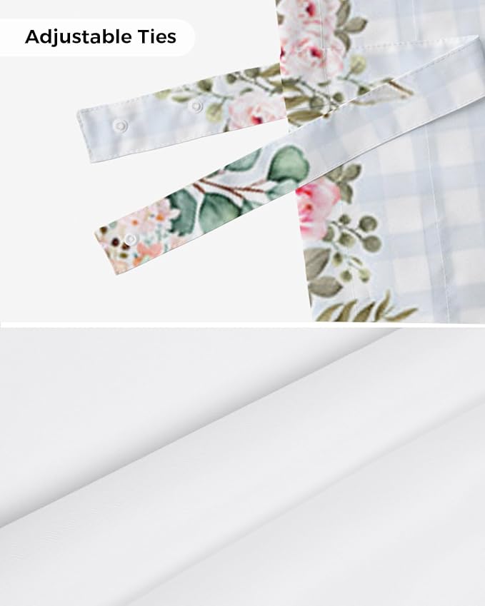 Rabbits Flowers Easter Blackout Tie Up Valance Curtains for Kitchen Windows Eucalyptus Leaf Spring SummerWindow Toppers Balloon Shades for Living Room/Bathroom/Bedroom,1 Panel, 42" X 12",Buffalo Plaid