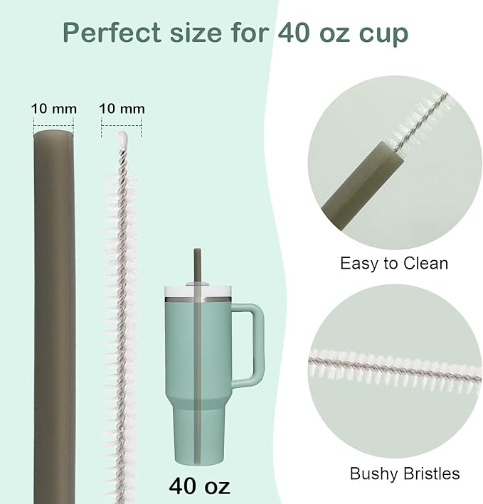 Accessories Set for Stanley 40oz including 6PCS Silicone Spill Proof Stopper 1PCS Straw Cover 1 PCS Siliconce Boot Sleevec 1 PCS Silicone Water Bottle Handle Strap 1PCS Straw & Cleaning Brush