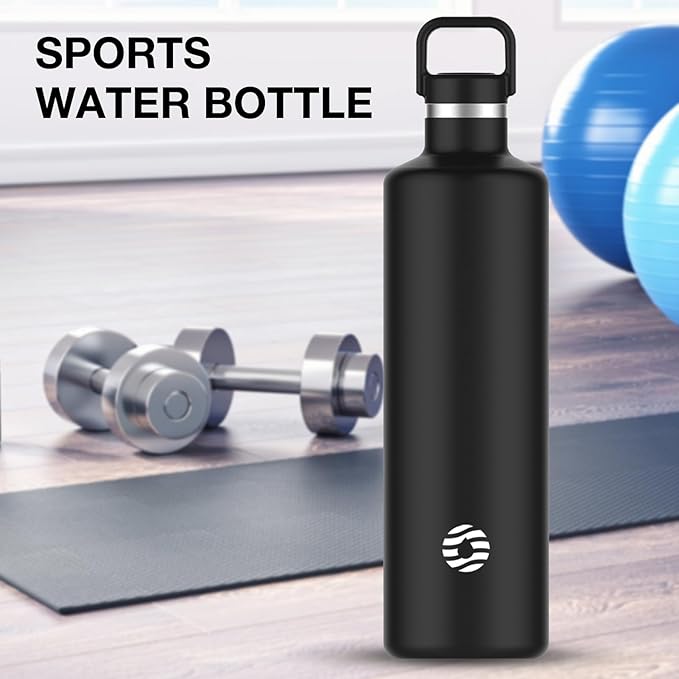 60oz Water Bottle with Carrier Bag, Large Insulated Water Bottle, Stainless Steel Water Bottles, Double Walled Insulated Thermo for Hot Drinks/Cold Drinks, Great for Gym,Hiking,Camping (Iron Black)