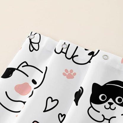 AILONEN Cat Shower Curtain, Cute Cat Cartoon Pet Cat Kitten Bathroom Curtain,Cat Paw Print Cat Lover Bath Curtain 72" W*84" H Polyester Waterproof Bathroom Curtain with 12 Hooks