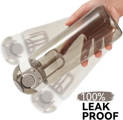 28oz Water Bottle with Fruit Infuser Strainer, BPA-Free Sports Water Bottle, One-Click Clear Water Bottle with Safety Lock for Office, Gym, Outdoors, Grey