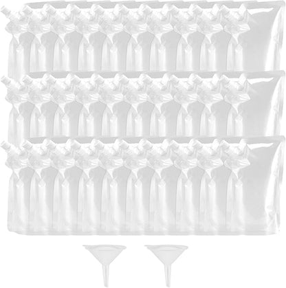 50 Pieces 8 x 4 Inch Plastic Drink Pouches, 16oz Plastic Flasks with Screw Cap and Funnel Flask Pouch for Party, Travel and Outdoor Use, BPA Free, Clear