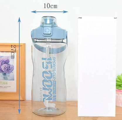 51oz Water Bottle with Handle, Filter and Straw, 1500ml Tritan BPA Free Water Jug for Outdoor Sports Camping Hiking Gym, Leakproof (Blue)