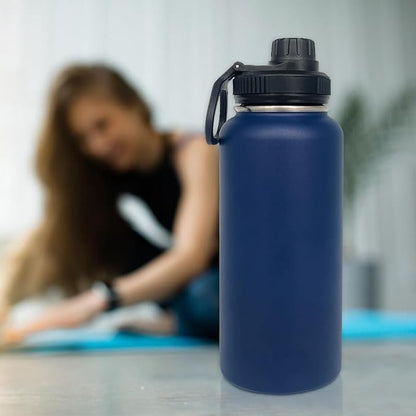 8pack 32 oz Insulated Water Bottle With Straw, Stainless Steel Sports Water Cup Flask with 2 Lids, Wide Mouth Travel Thermal Mug,Combining Colors